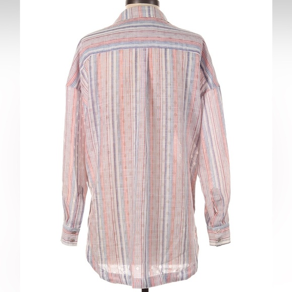 Anthropologie Maeve Breckenridge Striped Button Down Shirt Polka Dot Size XS - Picture 3 of 7